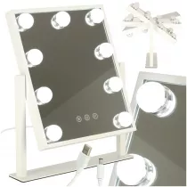 Lusterko do makijau kosmetyczne podwietlane 9 LED Hollywood z 9 arwkami USB 25 x 30 cm