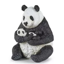Panda z m�odym siedz�ca