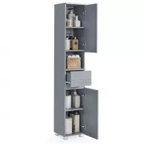 Songmics Wysoka i wska szafka azienkowa szara 170 cm
