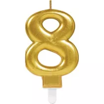 Amscan �wieczka cyferka 8 Sparkling Celebrations z�ota