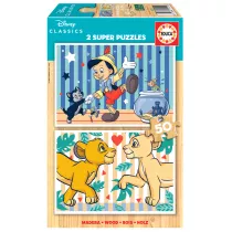 Puzzle 2 x 50 el. Pinokio / Krl Lew (drewniane) Educa
