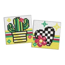 Diamentowa mozaika Kids - Kwiat i kaktus 9x9cm Ideyka