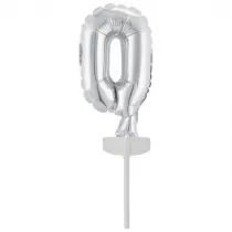 Amscan Balon foliowy mini cyfra 0 srebrna 7,5x12cm
