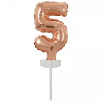 Amscan Balon foliowy mini cyfra 5 r�owe z�oto 7x12cm