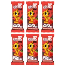 BeRaw Kids Baton o smaku truskawkowym oblany czekolad mleczn choco truskawka zestaw 6 x 25 g