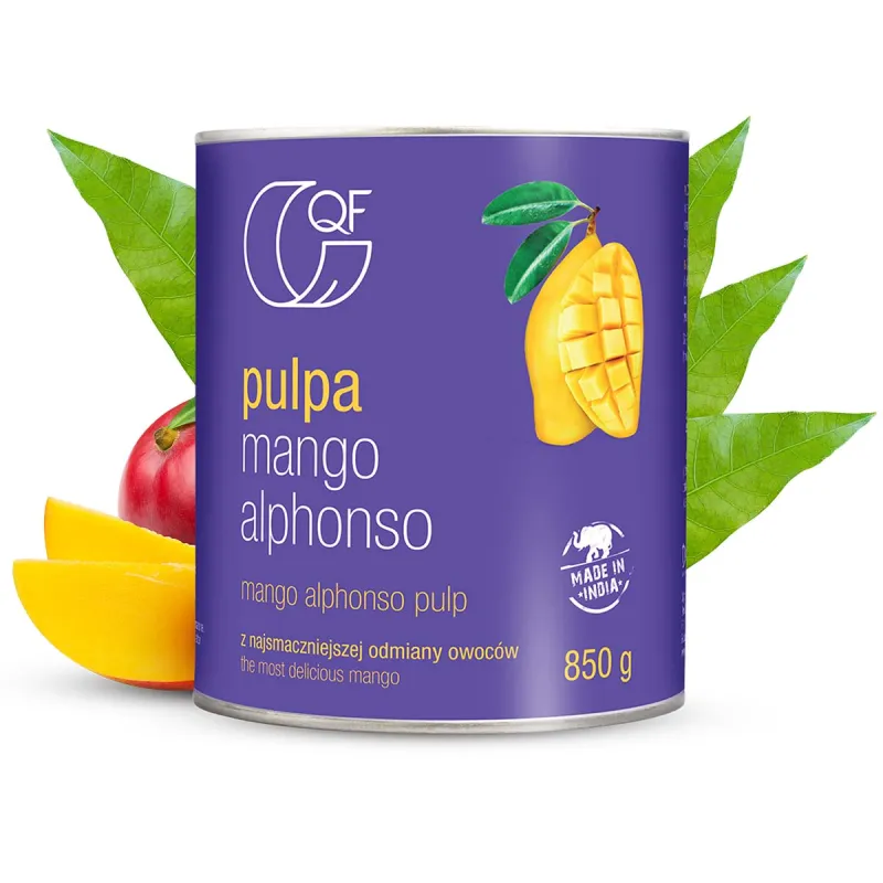 Quality Food Pulpa z mango Alphonso 99,9% mango 850 g - sklep Bee.pl