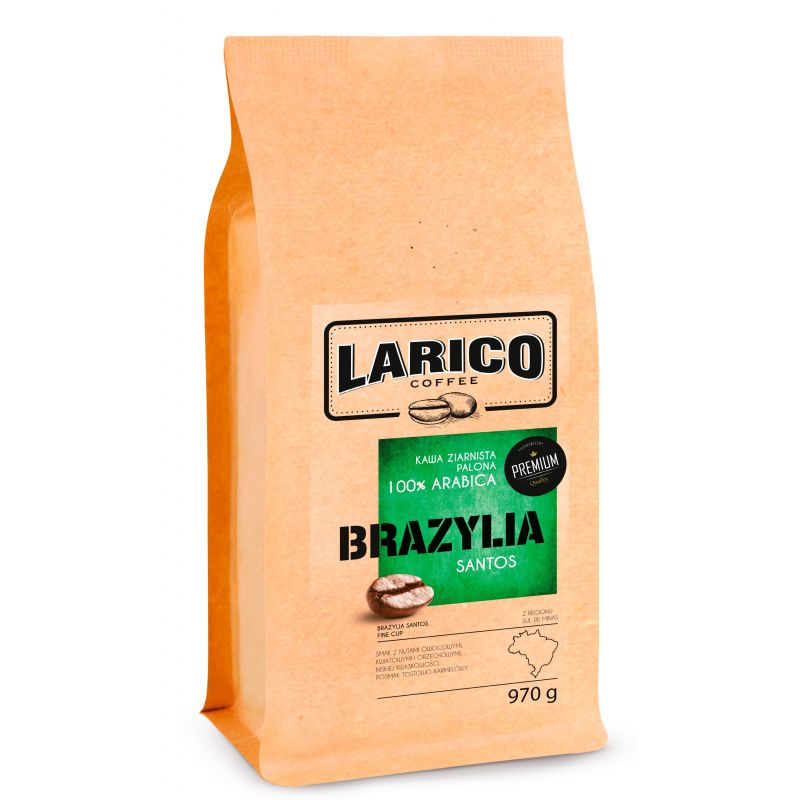 LARICO COFFEE Kawa ziarnista wypalana metod tradycyjn Brazylia Santos 970 g